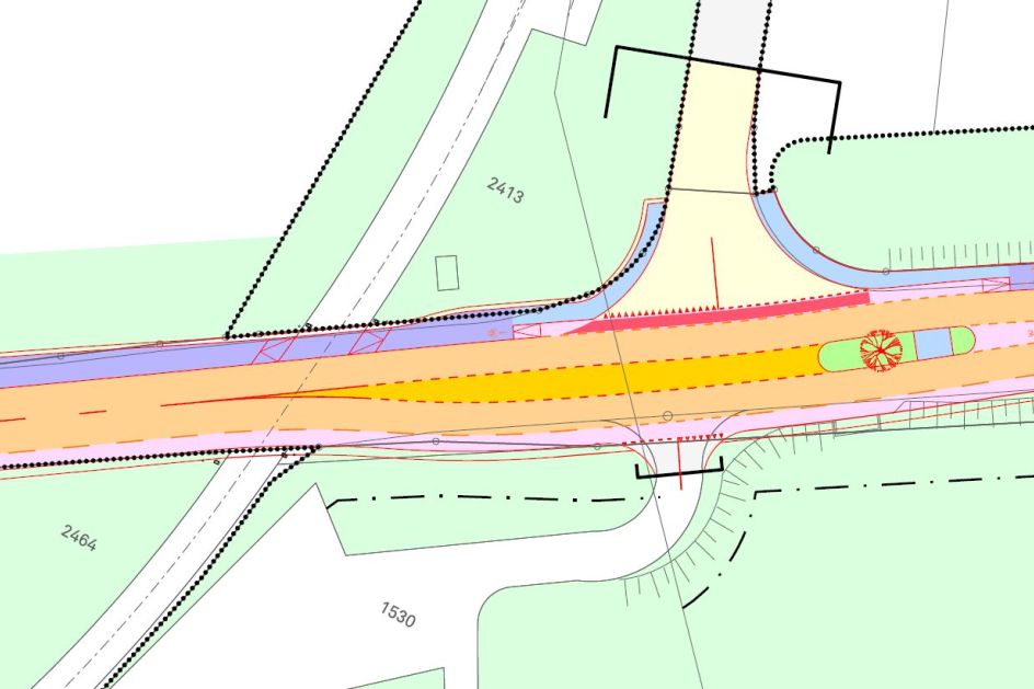 Erschliessungsplan im Bereich Zufahrt zur KEBAG