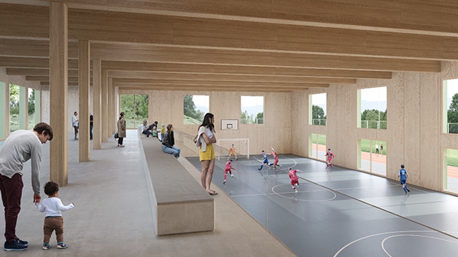 Turnhalle in Mehrzweckgebäude (Visualisierung)