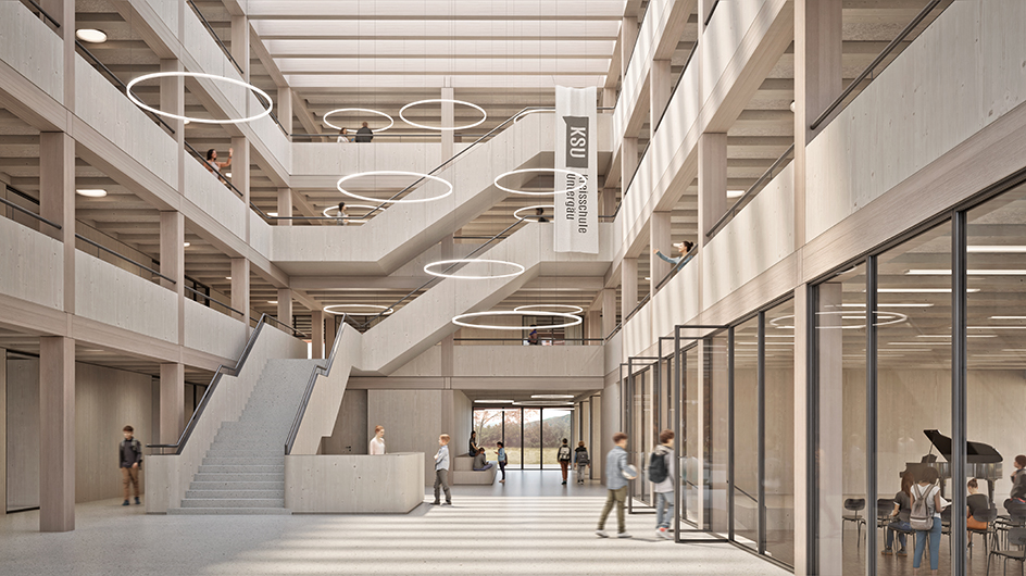 Visualisierung Kreisschule Innenraum / ern+ heinzl