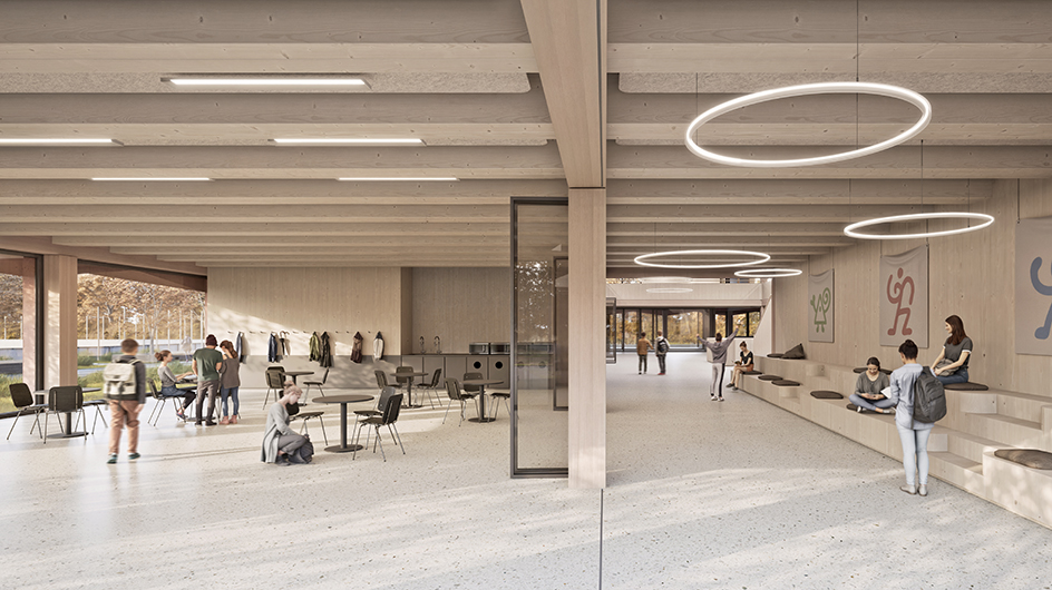 Visualisierung Kreisschule Innenraum / ern+ heinzl