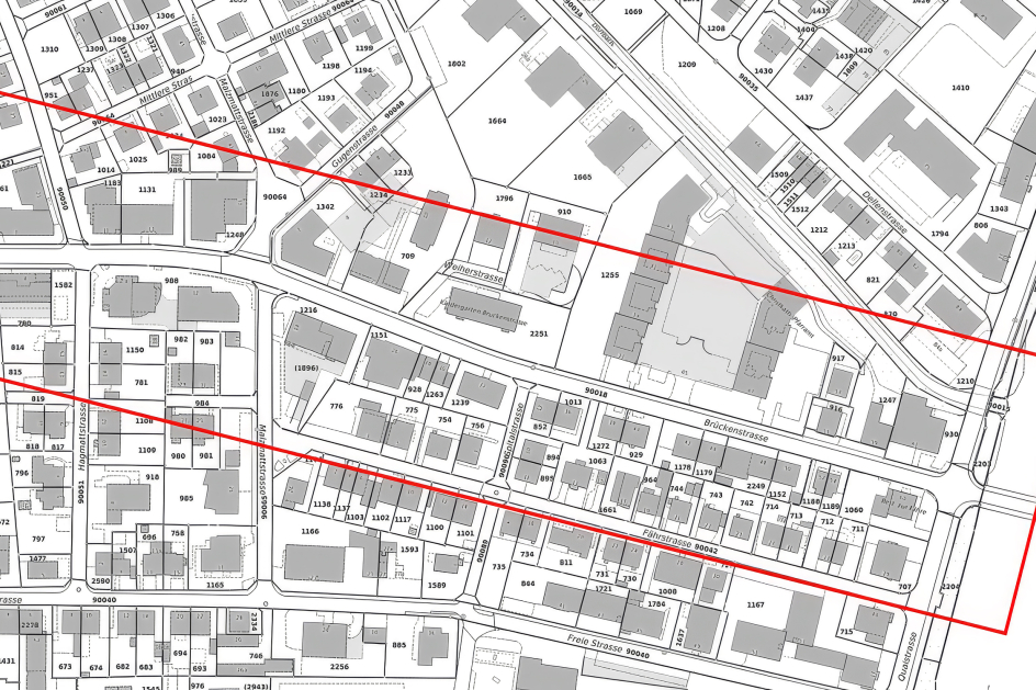 Perimeter des untersuchten Gebietes in Trimbach
