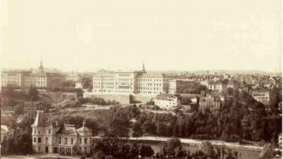 Gebäude an der Bundesgasse von Südosten, Aufnahme ca. 1890