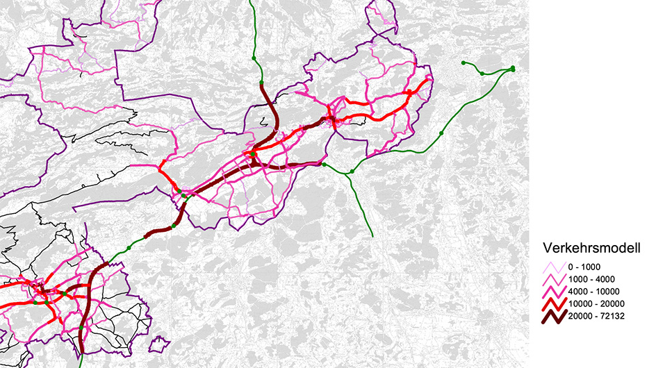 Klassierung Kantonsstrasse - Ausschnitt Verkehrsbelastung PW