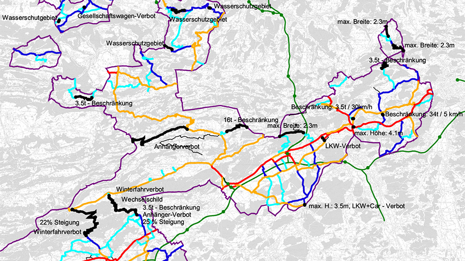 Klassierung Kantonsstrasse - Ausschnitt Verkehrsbeschränkungen