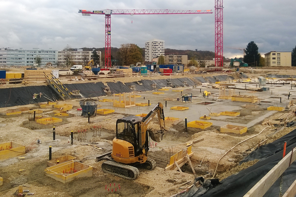 Werkleitungen für das Stade à la Tuilière in Lausanne
