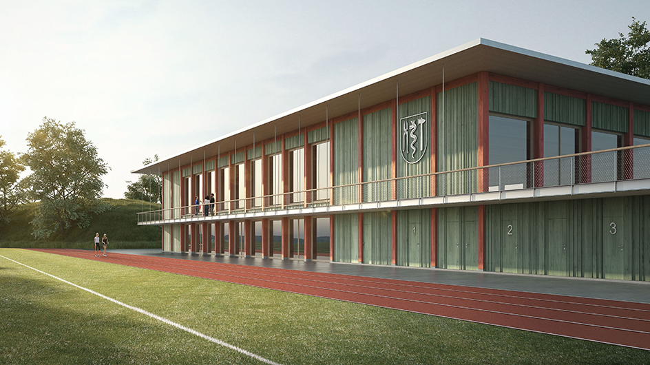 Schmitten, Mehrzweckhalle: Vom Studienauftrag zur Wirklichkeit (Visu: Sollberger Bögli Architekten, Biel))